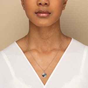mejuri sterling silver and white sapphire cancer zodiac necklace (20-22in)